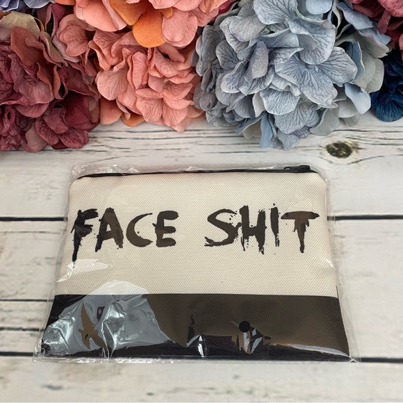 Face Shit Cosmetics Bag Toiletry Organizer Clutch - Picture 9 of 10